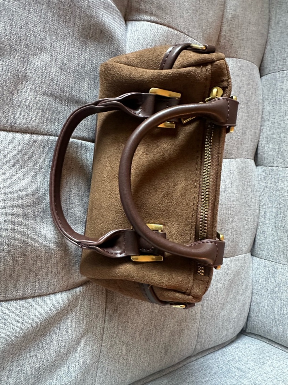 Brown Suede Men's Handheld Bag